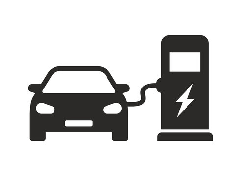 Electric car charging station icon. Vector icon isolated on white background.