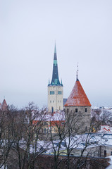 The winter view of Old city of Tallinn. Estonia