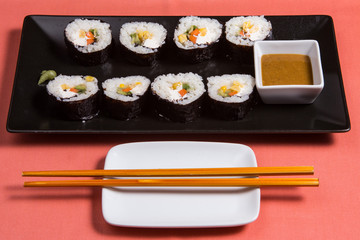 Sushi rolls and maki