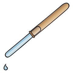 Glass medical pipette. Colored vector illustration. Isolated white background. Instrument for infusion of drugs into the eye, nose, ear. It is also used for a set of oils for cosmetic purposes.