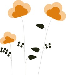 Simple orange and  yellow flowers with tiny leafs