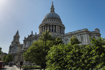 Side of St Paul's Cathedral with Side Trees, London