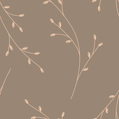 Seamless vector pattern. Tender spring twig. Wrapping paper. Fabric print