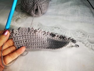 crochet, shopper bag, mesh, grey handmade11