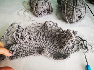 crochet, shopper bag, mesh, grey handmade8