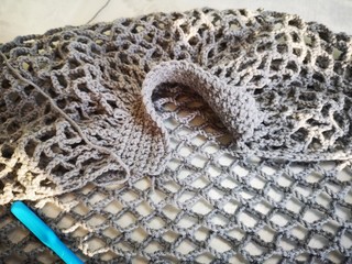 crochet, shopper bag, mesh, grey handmade7