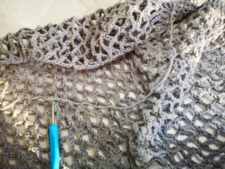 crochet, shopper bag, mesh, grey handmade6
