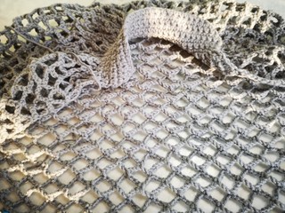 crochet, shopper bag, mesh, grey handmade5