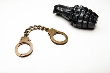 image of handcuffs pomegranate white background