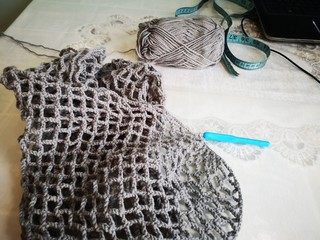 crochet, shopper bag, mesh, grey handmade10