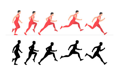 Man Run cycle animation sprite sheet. Flat Style. isolated on white background