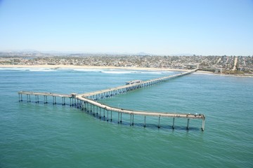Fototapeta na wymiar Aerial of Pier in Ocean Beach, San Diego CA