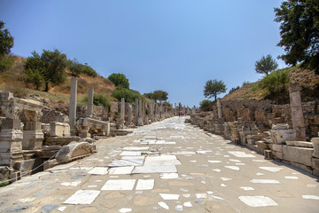 Fototapeta na wymiar The ruins of the ancient city of Ephesus in Turkey.