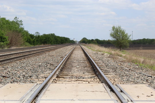 Two sets of railroad tracks 