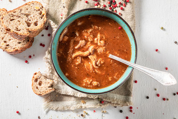 Enjoy your tripe soup made of beef and vegetables