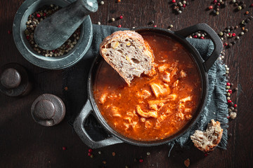Ready to eat tripe soup made of beef and vegetables