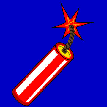 dinamit bomb with a burning fuse