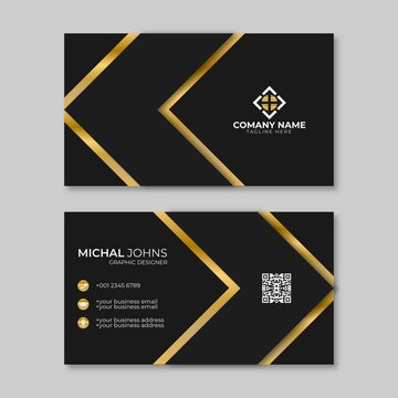 Business Card Black And Gold Vector Template