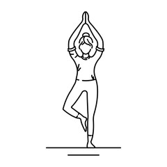 Tree Pose Vrikshasana black line icon. Balancing asana. Entire sole of the foot remains in contact with the floor. Pictogram for web page, mobile app, promo. UI UX GUI design element. Editable stroke