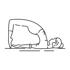 Bridge Pose Setu Bandha Sarvangasana black line icon. Inverted back-bending asana in hatha yoga and modern yoga as exercise. UI UX GUI design element.