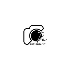 Initial Letter PA with camera. Logo photography simple luxury vector.