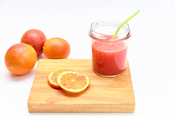 Jar of homemade red orange juice