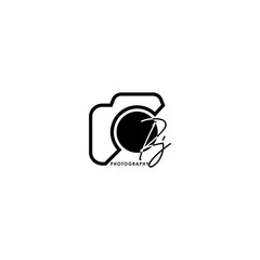 Initial Letter PJ with camera. Logo photography simple luxury vector.
