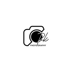 Initial Letter PK with camera. Logo photography simple luxury vector.