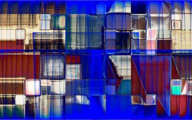 rendu numérique d'une composition abstraite rythmée par les contrastes et les couleurs, faisant partie d'une série de variantes