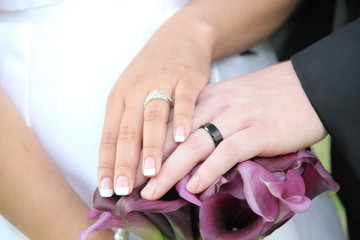 Obraz na płótnie Canvas Wedding Day Hands and Rings