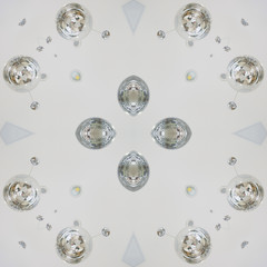 The seamless pattern of the tile is a square kaleidoscope in chocolate tones.
