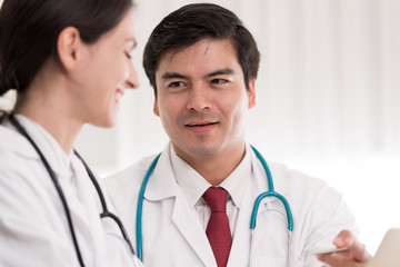 Fototapeta premium Two doctors have working together with happiness in the hospital.