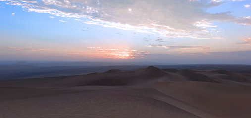 sunset in the peruvian desert