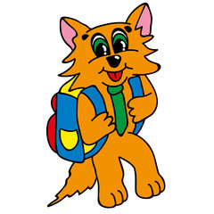 Kitten goes to school for the first time.