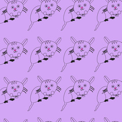 cat pattern with hand-drawn. cats cute colors pattern design