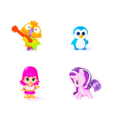 Set of children toy figurines on white background. Full size.