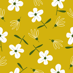 Cute hand drawn vintage floral pattern seamless background vector illustration for wallpaper,gift wrapping,packaging,brochure cover template design.
