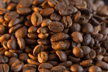 golden roasted coffee beans background