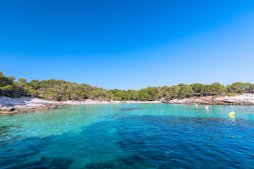 Fototapeta na wymiar Panoramic view of the famous beach Cala Turqueta. Menorca, Balearic islands, Spain