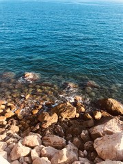 Ocean, rocks in Nice, France