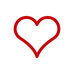 Red heart shape vector icon. Love symbol. Like sign. Romantic valentine logo. Health or medical cardio label. Marriage and wedding tag. Isolated on white background.