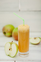 Healthy apple juice drink and apples fruits