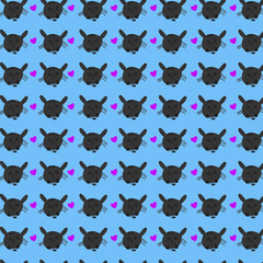 cute cat head pattern with heart shape