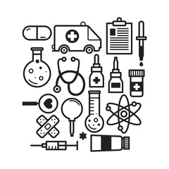Medical icons on white background