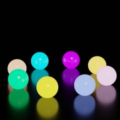 3d abstract geometric forms. Neon tone of luxury colorful glass light ball.