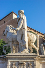 Fototapeta na wymiar Statue of Castore (in italian Statue Castore e Polluce Piazza del Campidoglio) Rome Italy