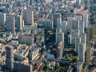 Fototapeta premium vue aérienne de Paris et du quartier de la place d'Italie