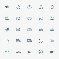 25 car and transportation minimal line icons