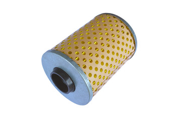Replacement filter cartridge for cleaning oil of the car. Consumable. Engine oil filter isolated on white background.	