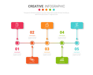 Infographic design template with numbers 5 option can be used for workflow layout, diagram, number step up options. 